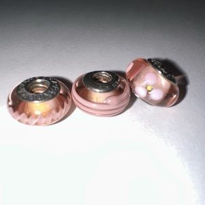 SET OF 3 PINK PANDORA CHARMS